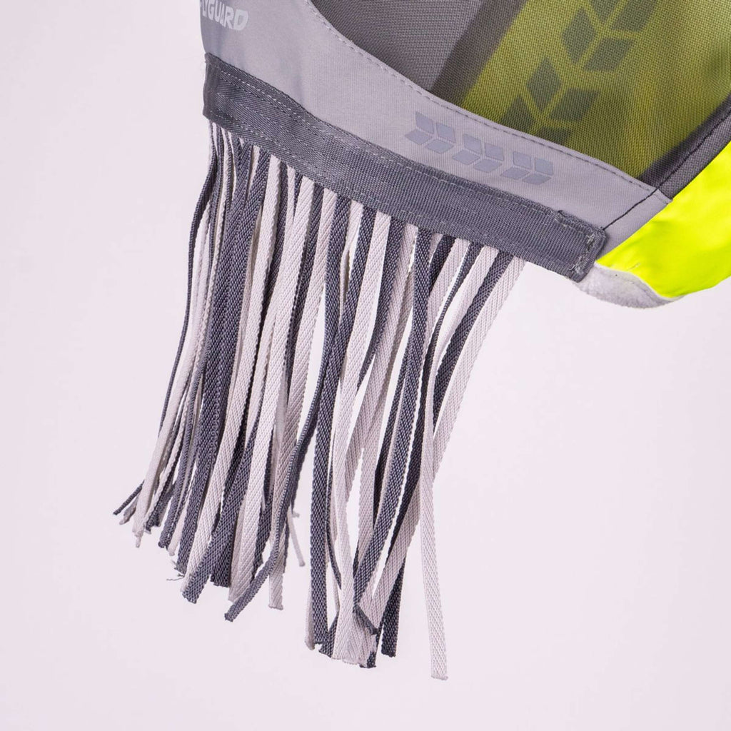 FlyGuard by Shires Maschera per Mosche Pro Hi-Viz Fine Mesh con Orecchie e Frange Giallo fluo