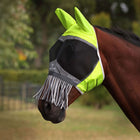 FlyGuard by Shires Maschera per Mosche Pro Hi-Viz Fine Mesh con Orecchie e Frange Giallo fluo