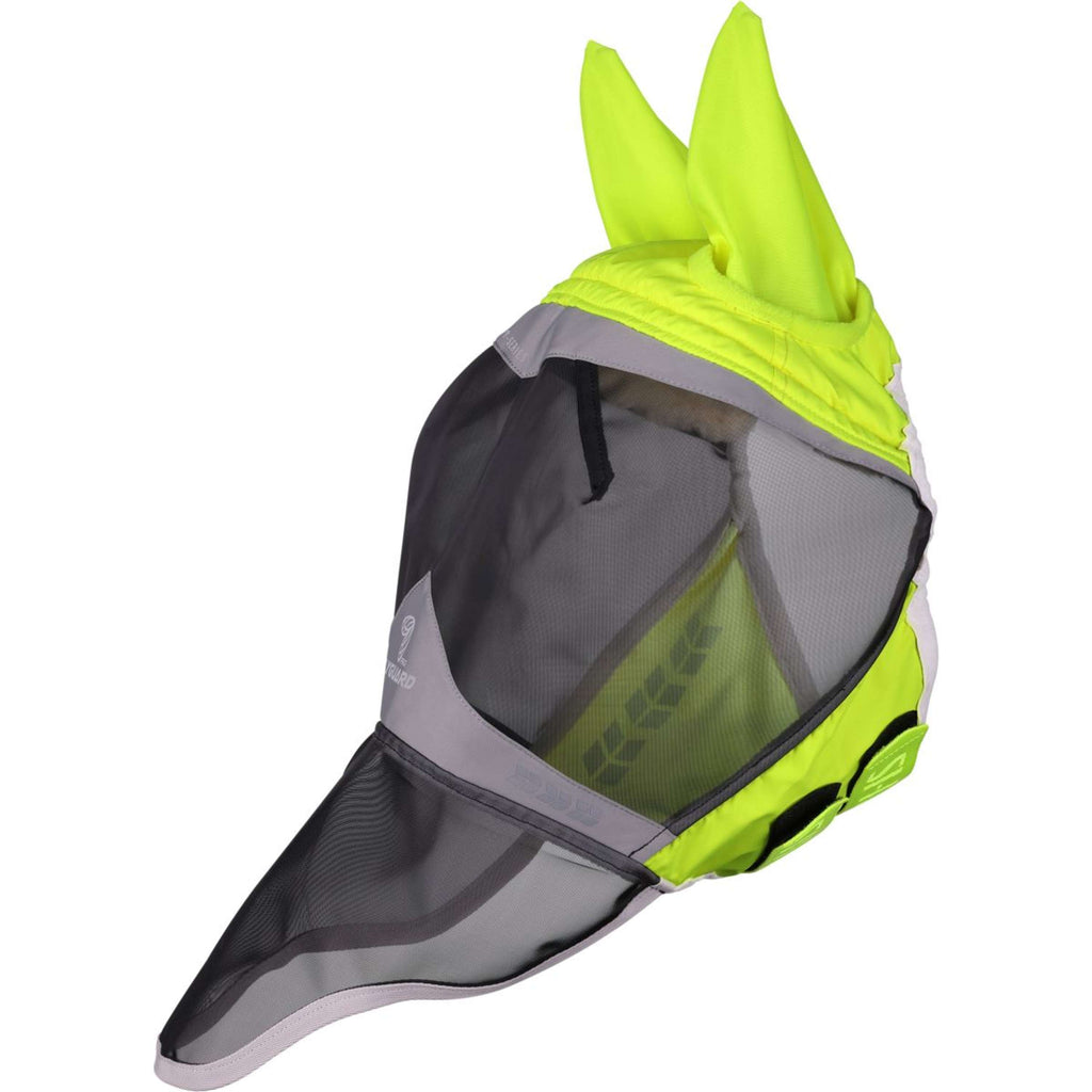 FlyGuard by Shires Maschera per Mosche Pro Hi-Viz Fine Mesh con Orecchie e Naso Giallo fluo