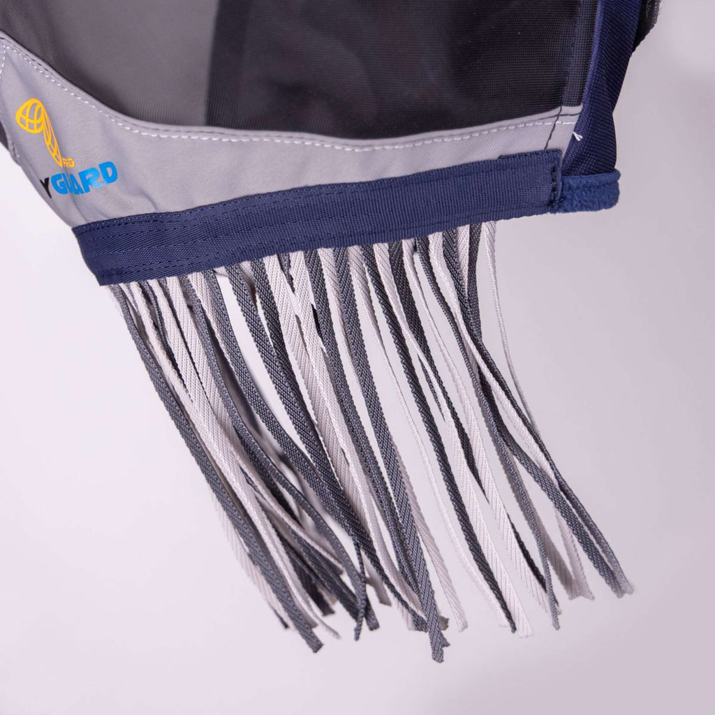 FlyGuard by Shires Maschera per Mosche Pro Fine Mesh Senza orecchie con Frange Navy