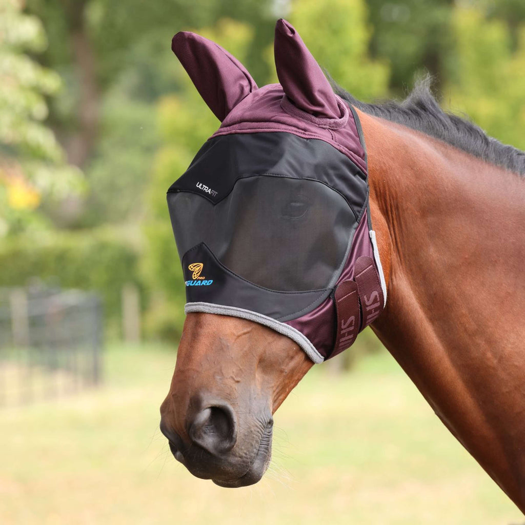 FlyGuard by Shires Maschera per Mosche Pro Deluxe con Orecchie Black Cherry