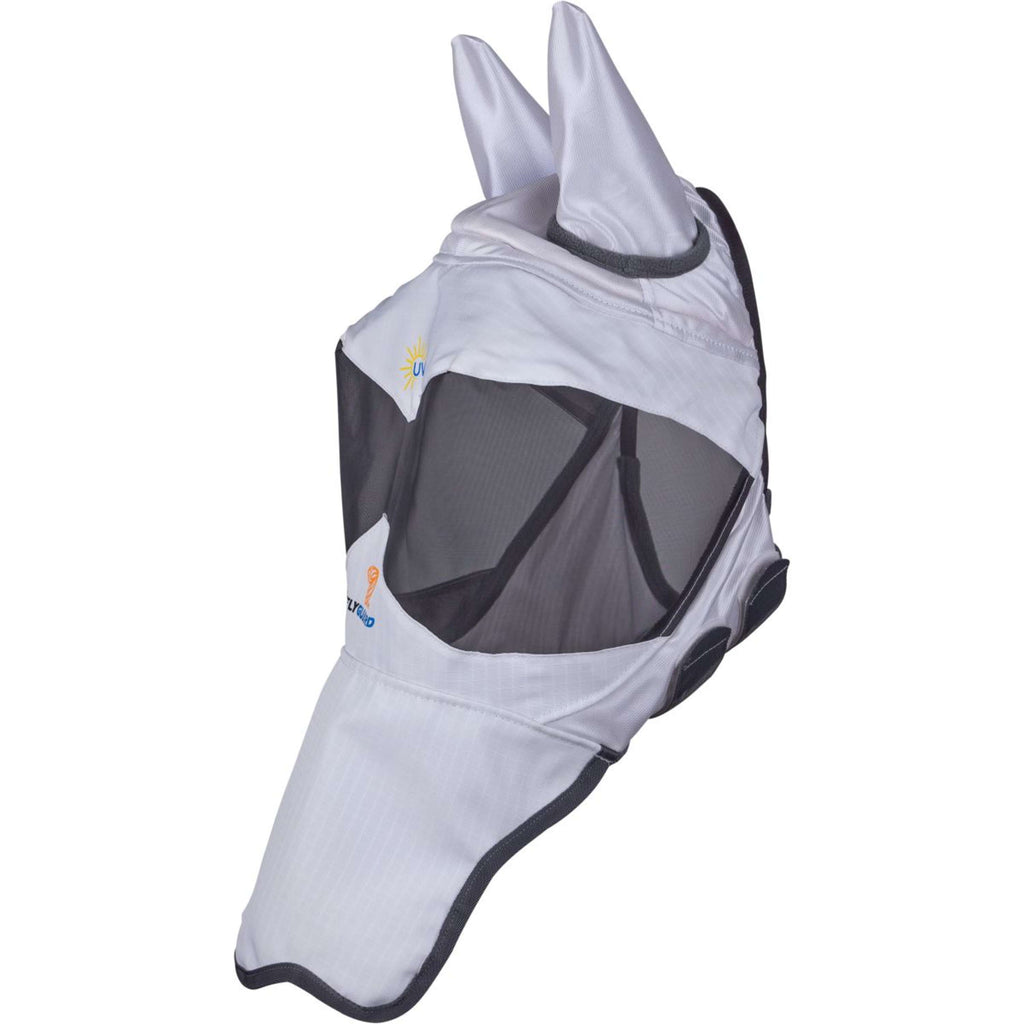 FlyGuard by Shires Maschera per Mosche Pro Sun Shade con Orecchie e Naso Bianco