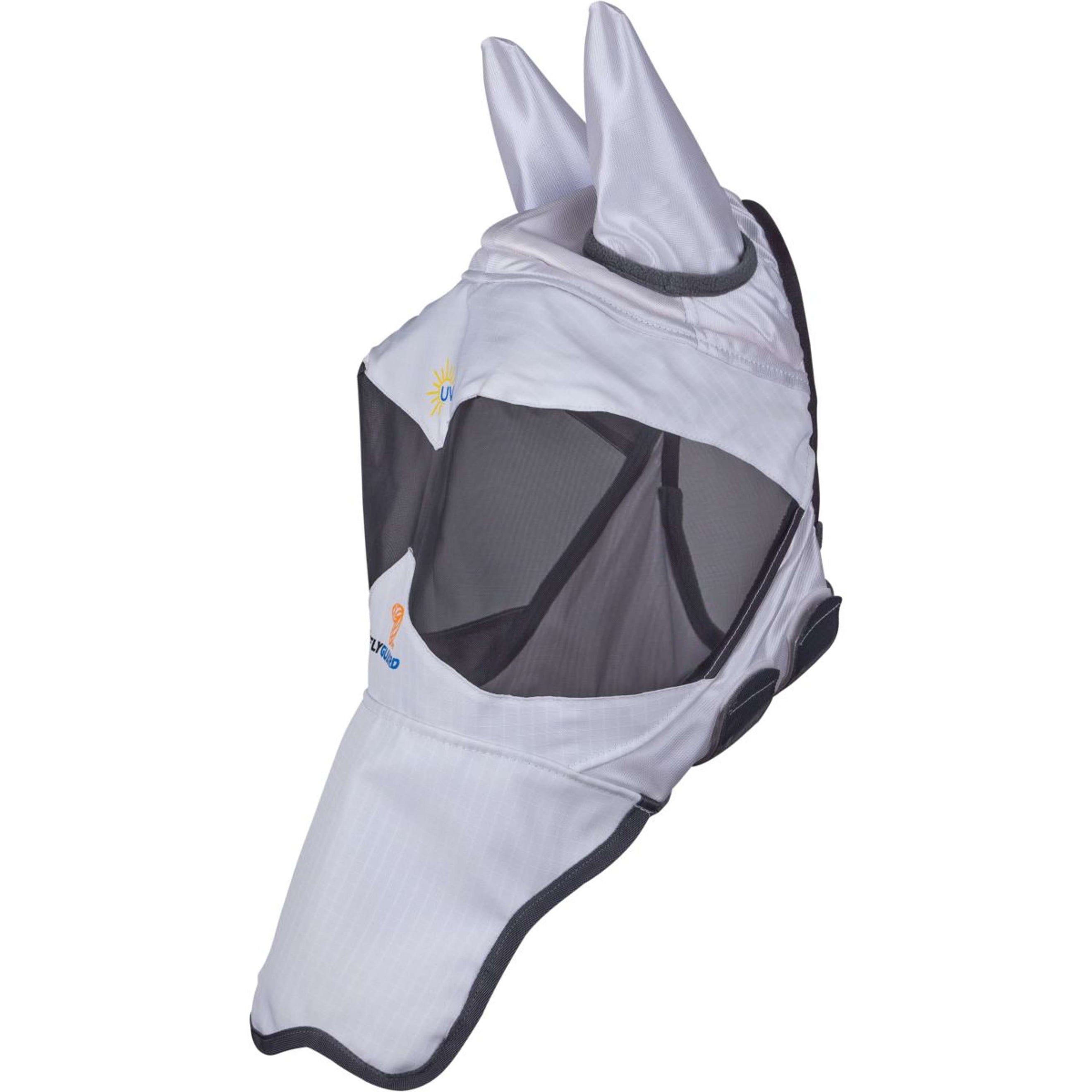 FlyGuard by Shires Maschera per Mosche Pro Sun Shade con Orecchie e Naso Bianco