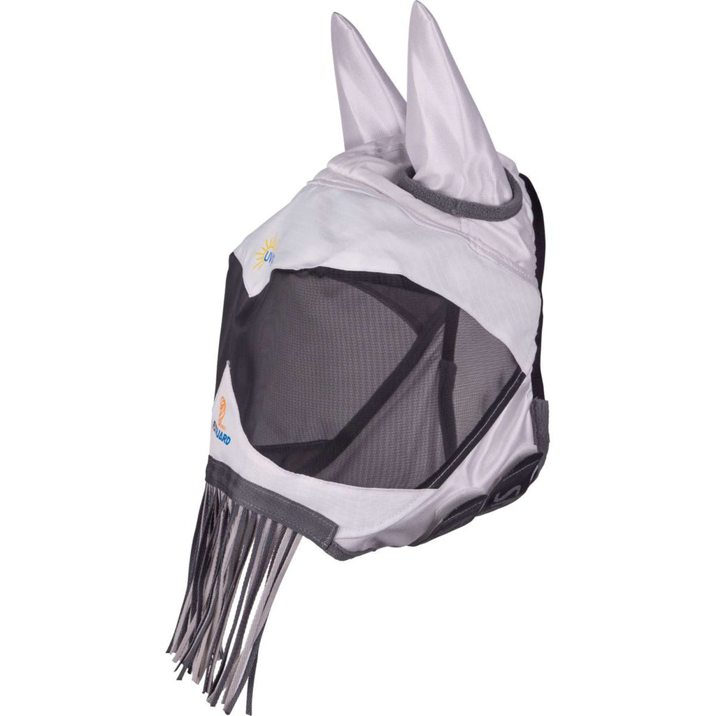 FlyGuard by Shires Maschera per Mosche Pro Sun Shade con Orecchie e Frange Bianco