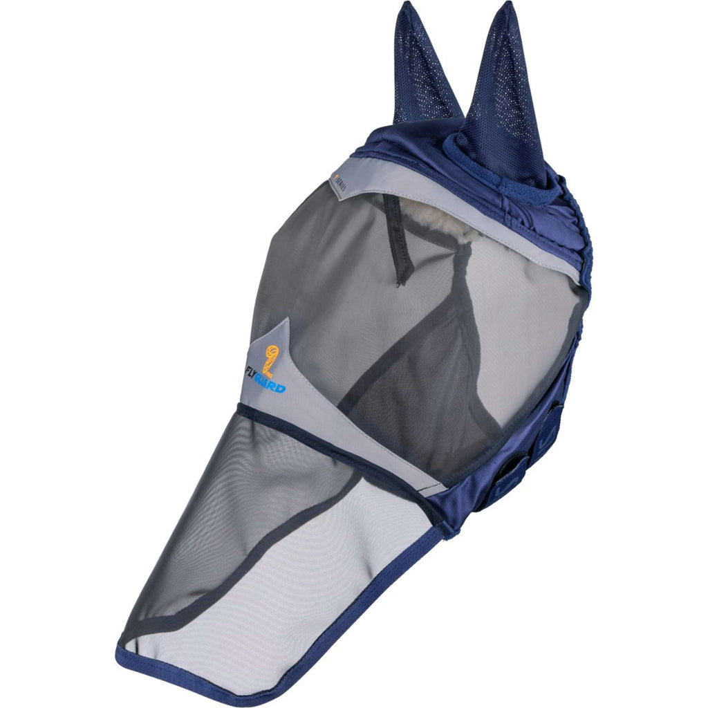 FlyGuard by Shires Maschera per Mosche Pro Fine Mesh con Orecchie e Protezione per il Naso Navy