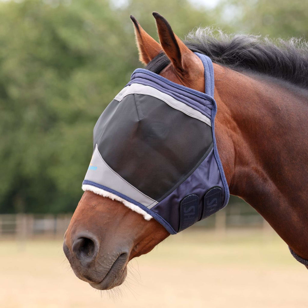 FlyGuard by Shires Maschera per Mosche Pro Fine Mesh Senza orecchie Navy