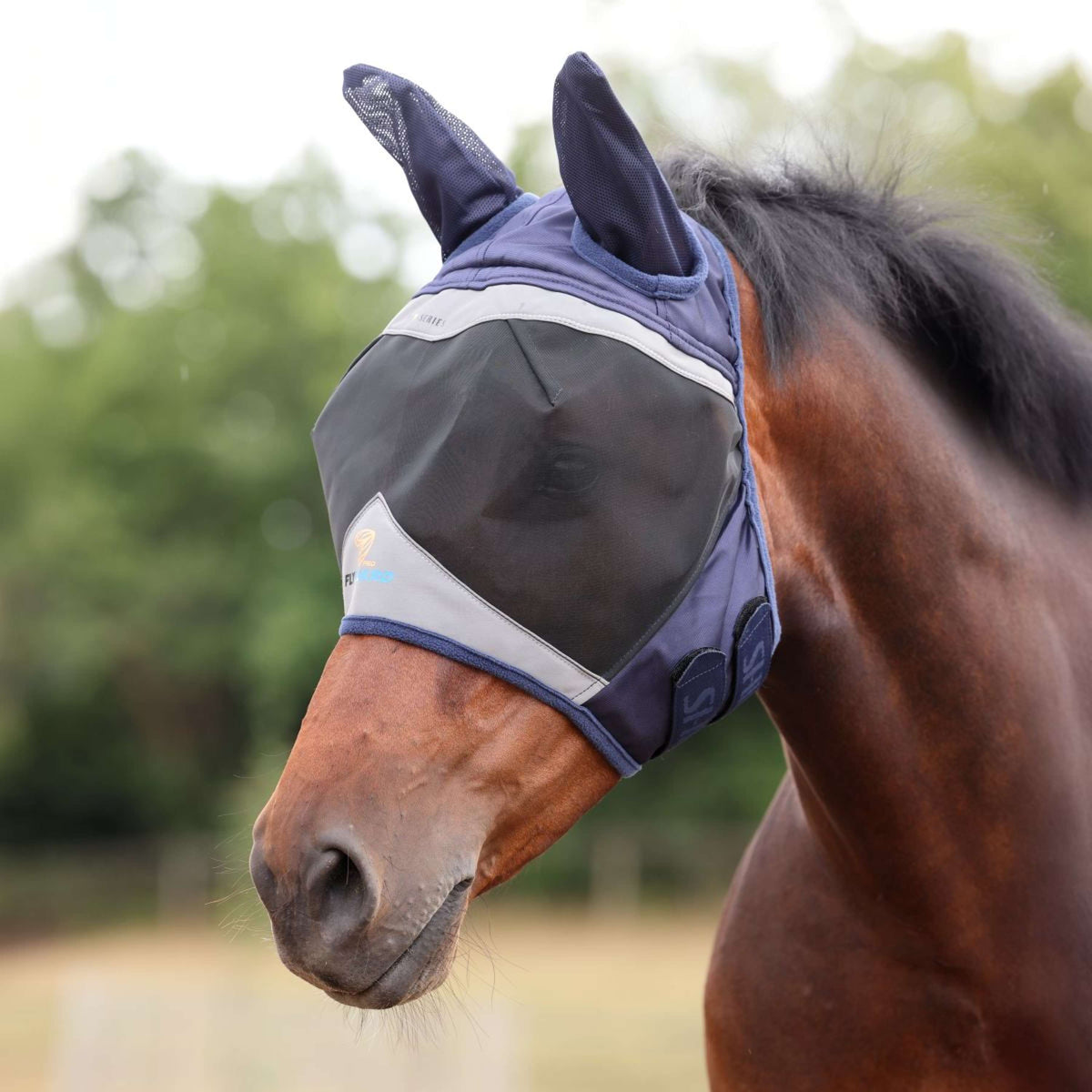 FlyGuard Maschera per Mosche Pro Fine Mesh con Orecchie Navy