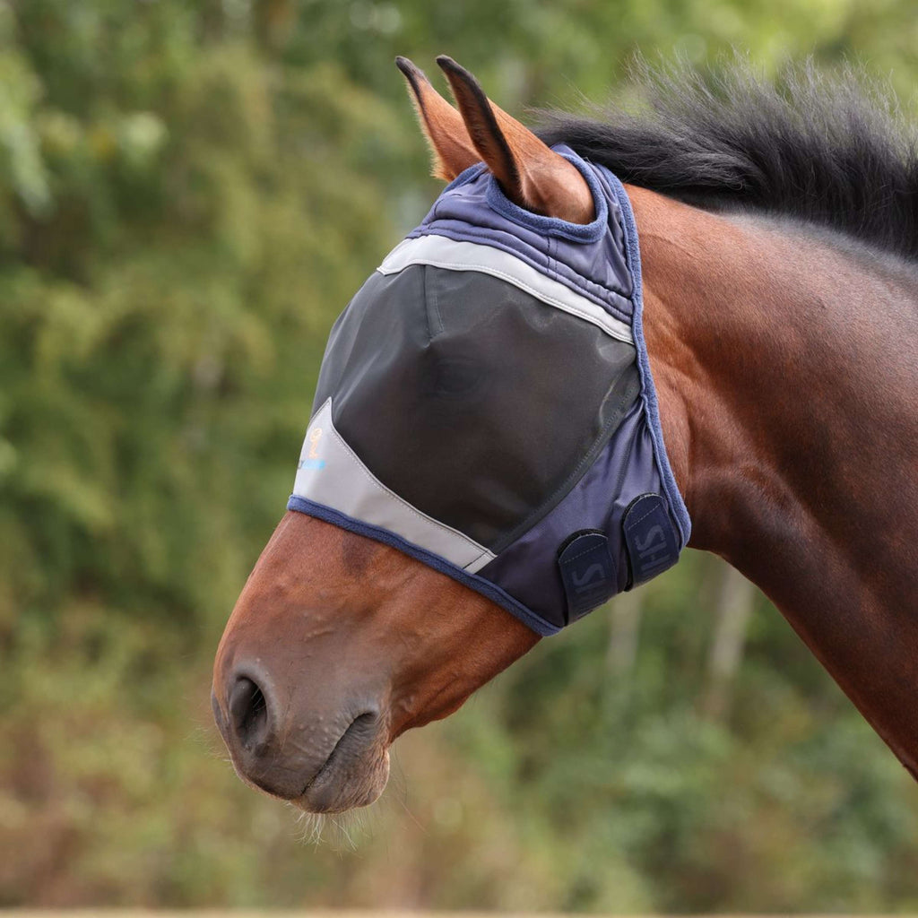FlyGuard by Shires Maschera per Mosche Pro Fine Mesh con Foro per Orecchio Navy