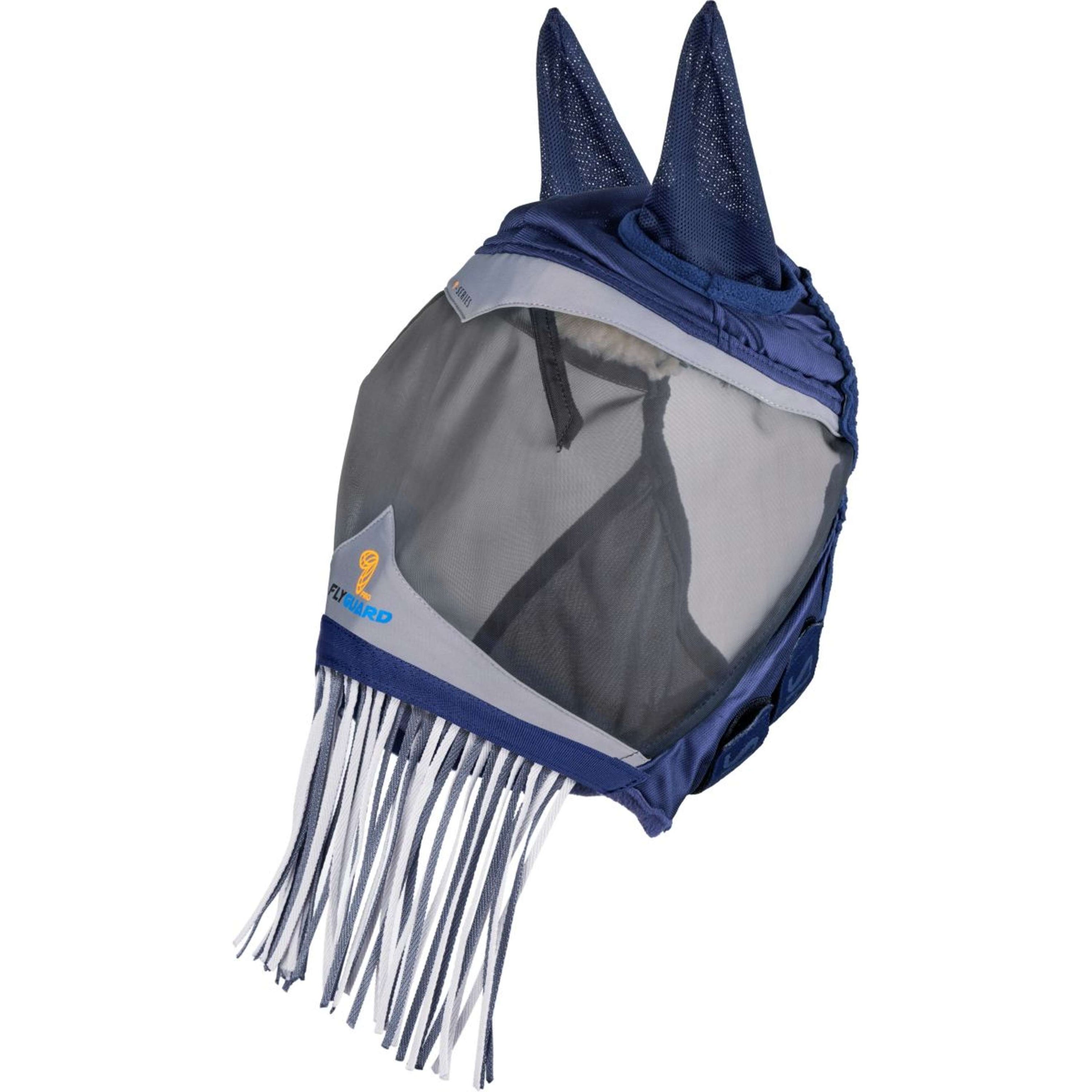 FlyGuard by Shires Maschera per Mosche Pro Fine Mesh con Orecchie e Frange Navy
