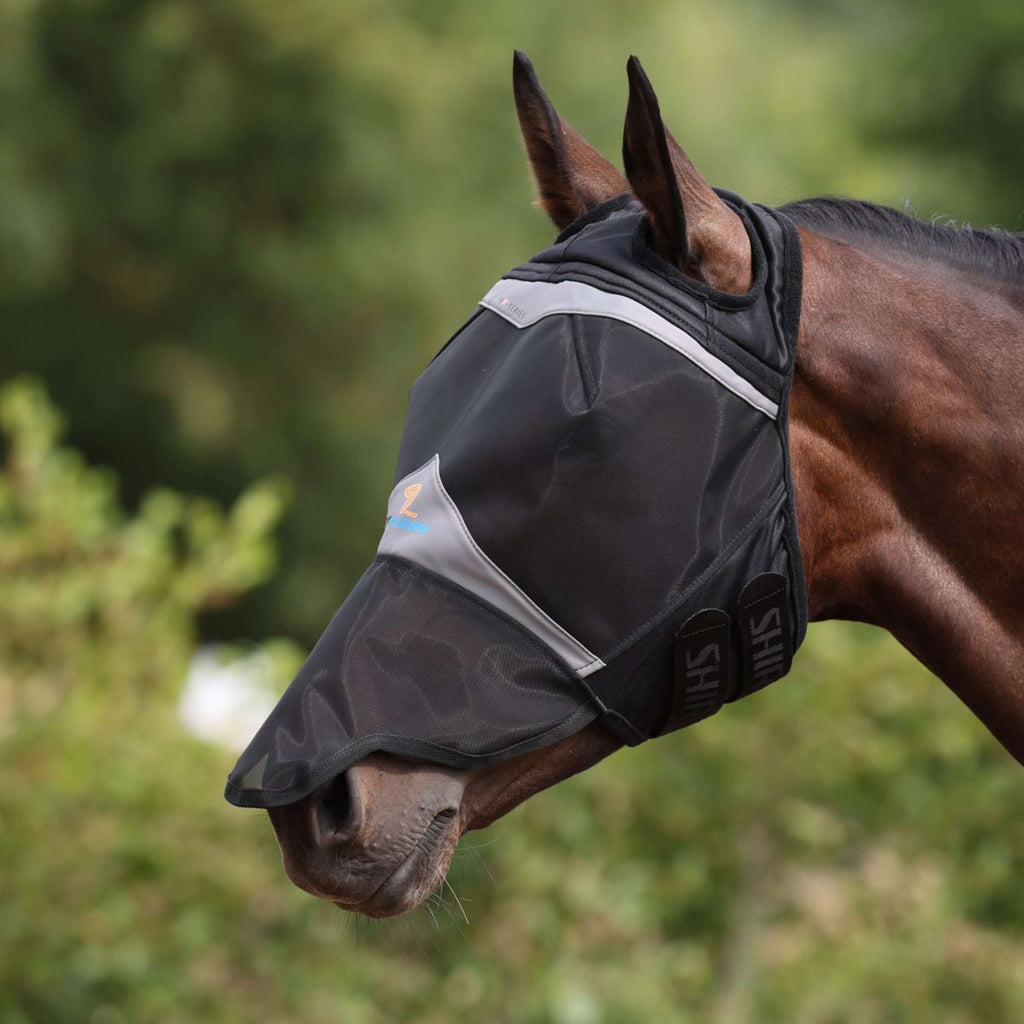 FlyGuard by Shires Maschera per Mosche Pro Fine Mesh met Ooruitsparing en Neusflap Jet