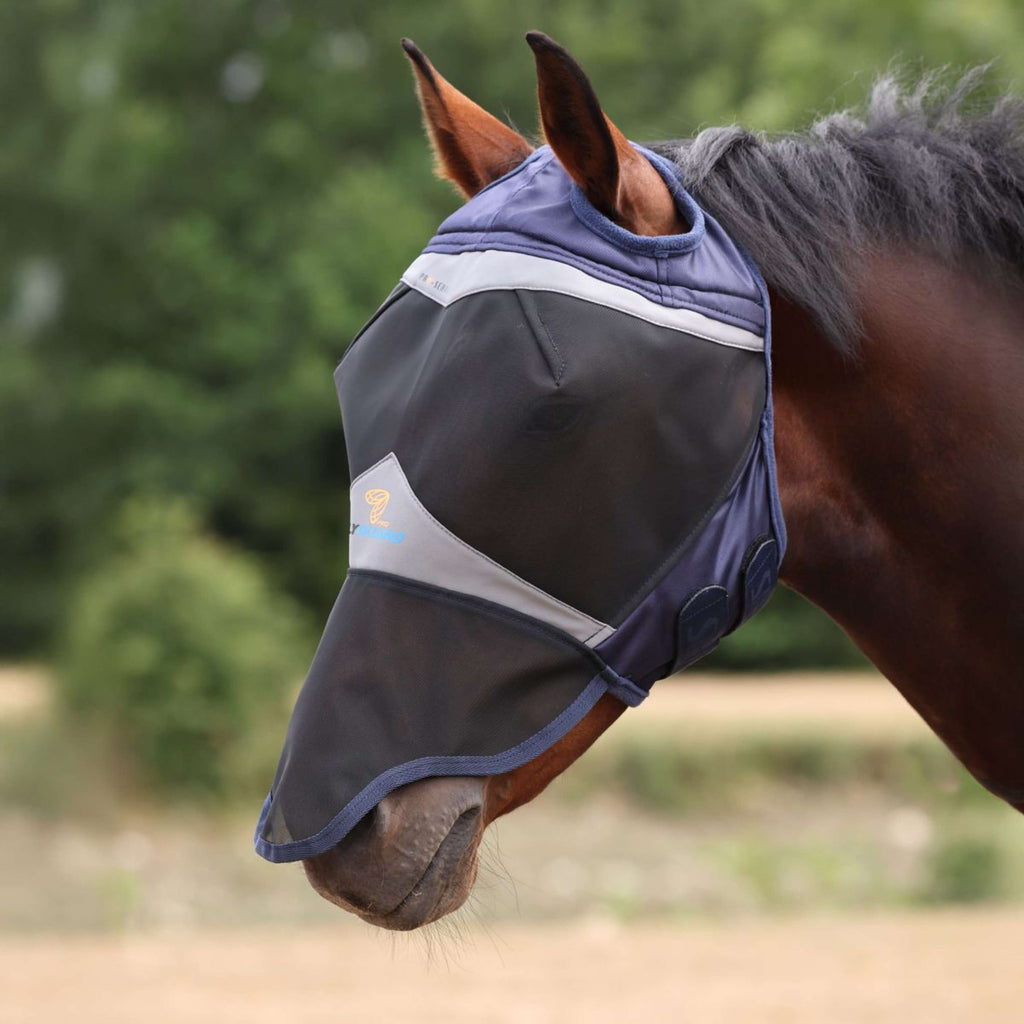 FlyGuard by Shires Maschera per Mosche Pro Fine Mesh met Ooruitsparing en Neusflap Navy