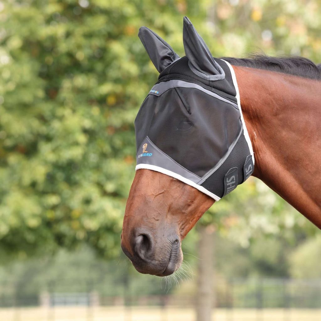 FlyGuard by Shires Maschera per Mosche Pro Air Motion con Orecchie Grigio scuro