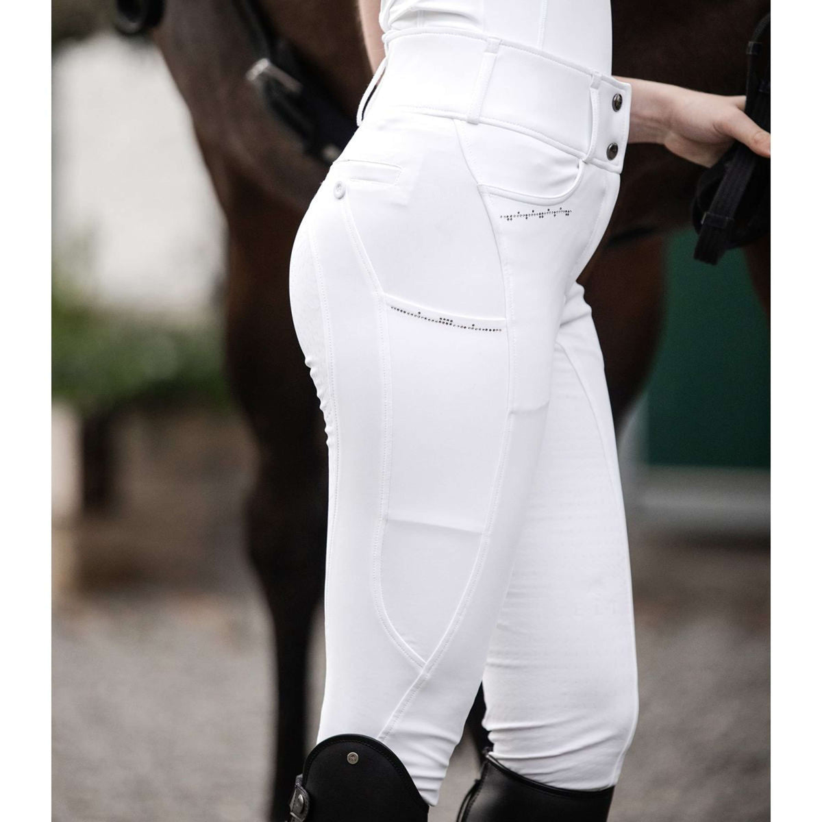 ELT Pantaloni da Equitazione Mathilda Glam Bianco