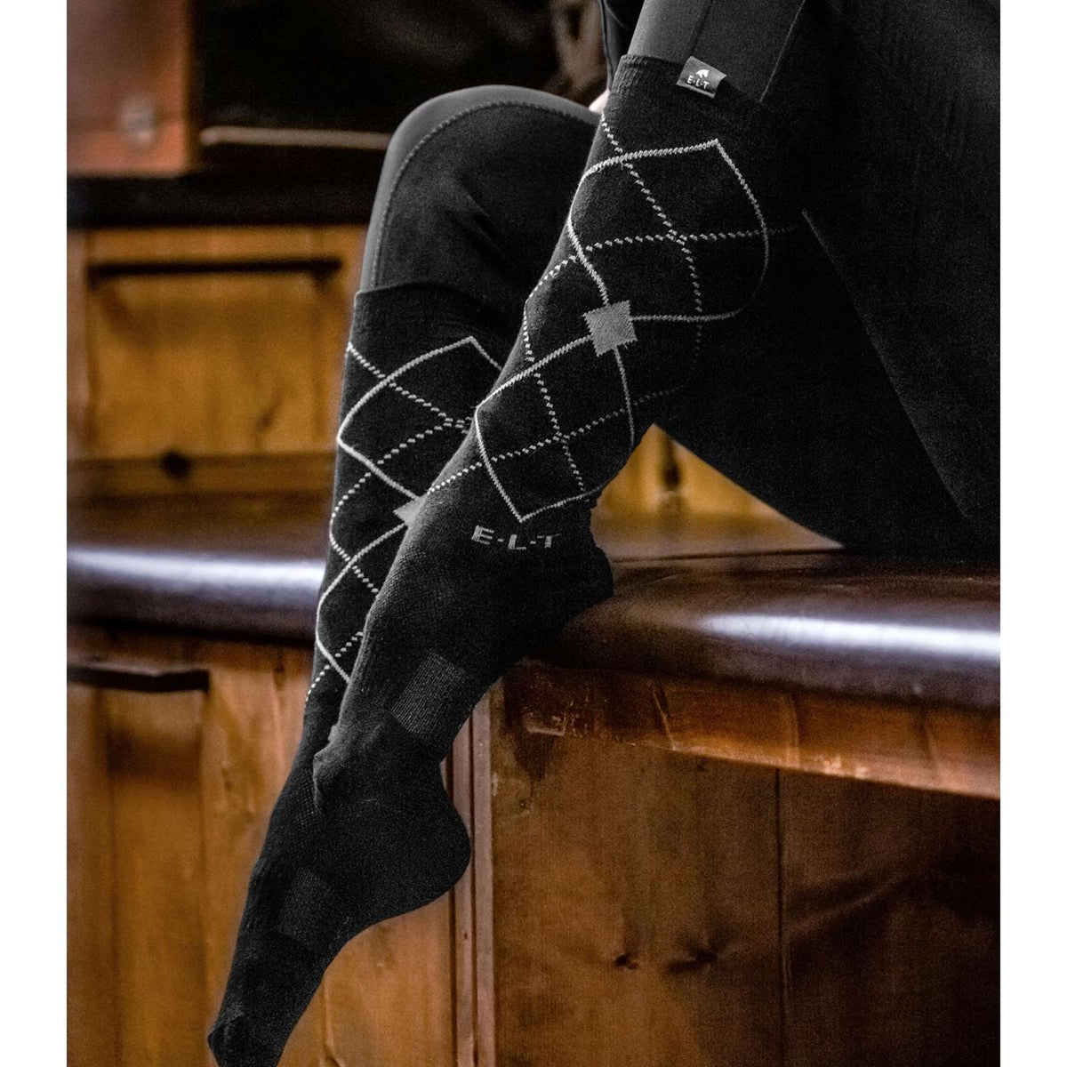 Calzini da equitazione ELT Argyle Naturale/Nero/Blu