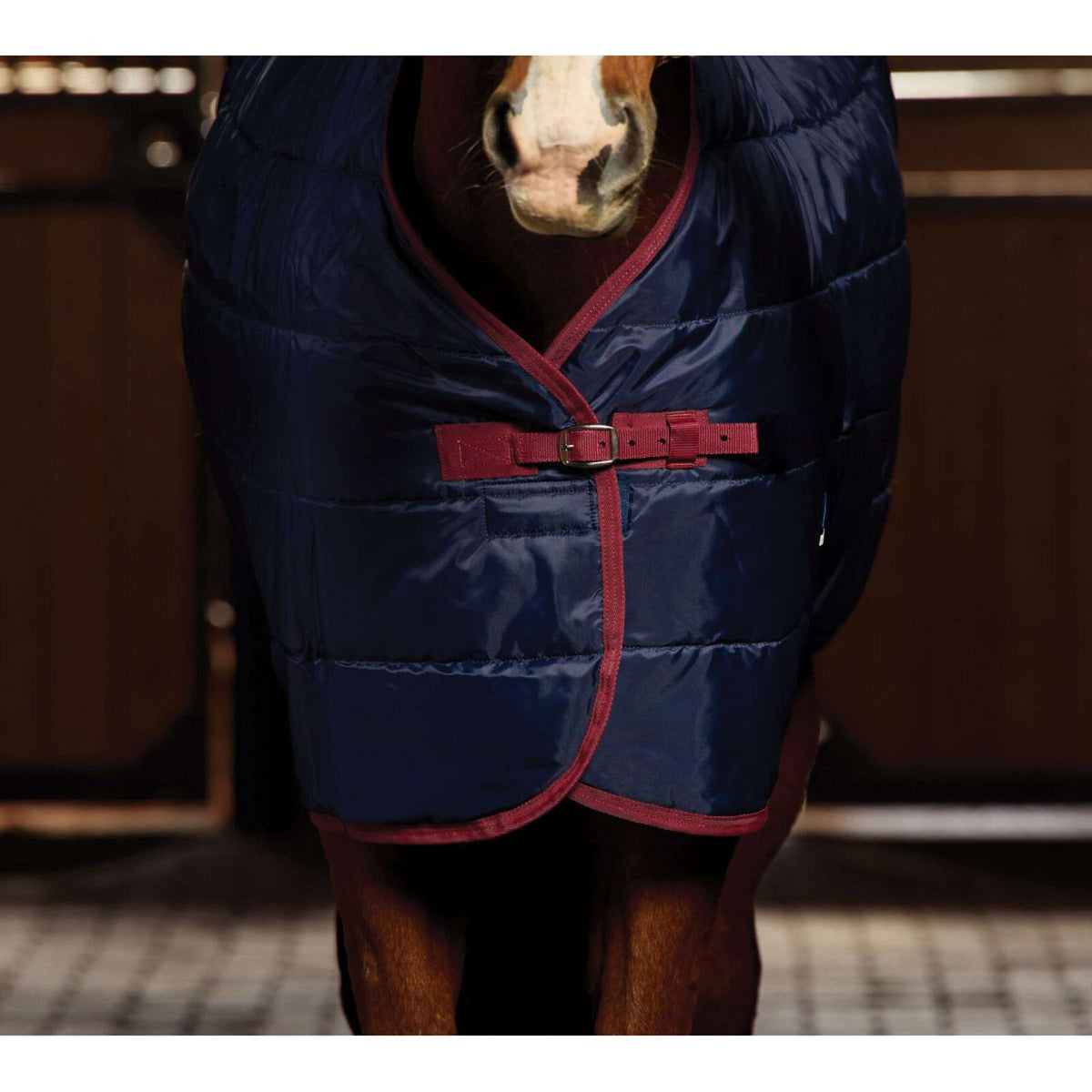 Weatherbeeta Coperta da scuderia Comfitec 210D Channel Quilt Standard Neck 100g Navy/Burgundy