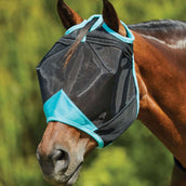 Weatherbeeta Maschera per Mosche Comfitec Deluxe Fine Mesh Nero/Turchese