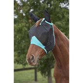Weatherbeeta Maschera per Mosche Comfitec Deluxe Fine Mesh Nero/Turchese