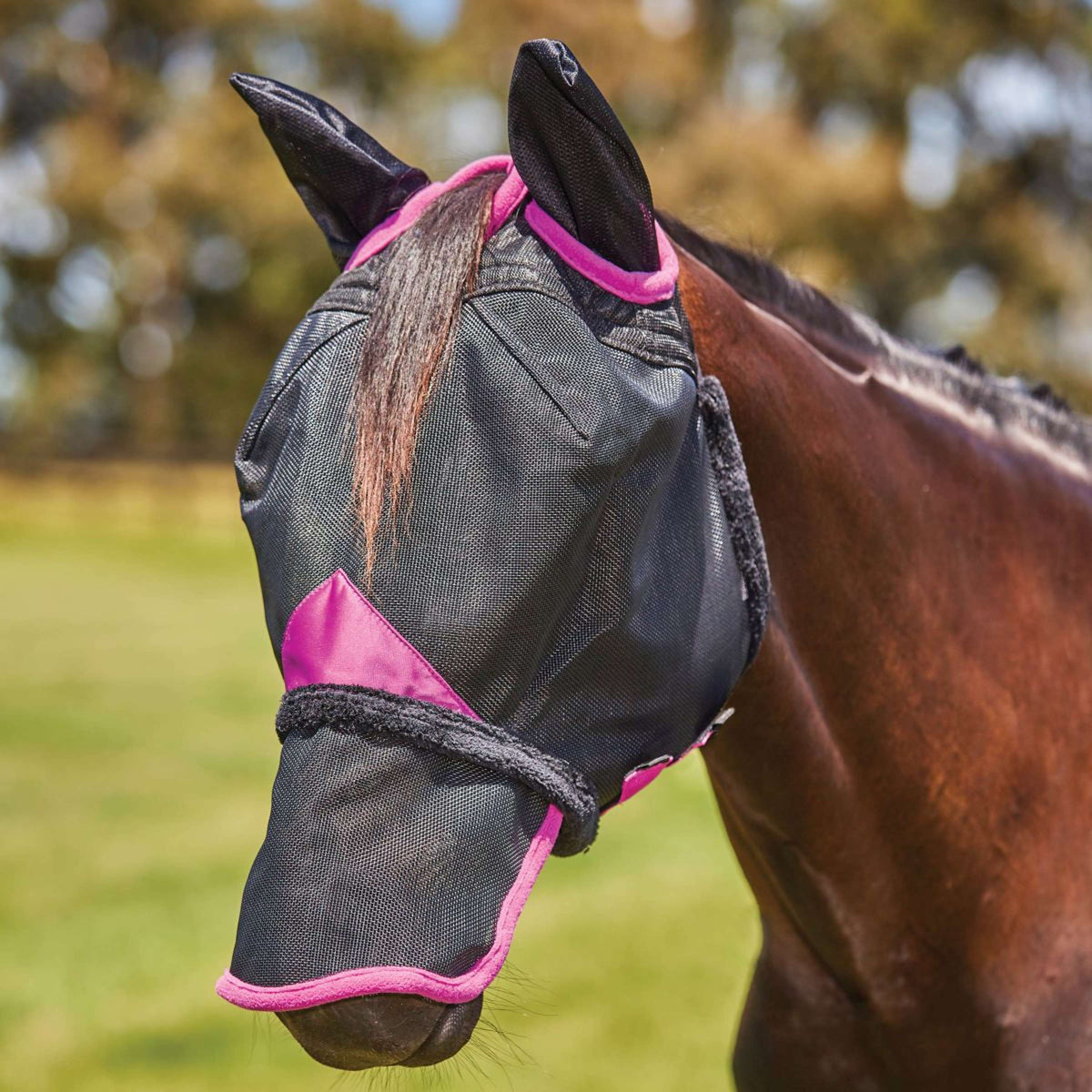 Weatherbeeta Maschera per Mosche Comfitec Deluxe Durable Mesh Nero/Viola