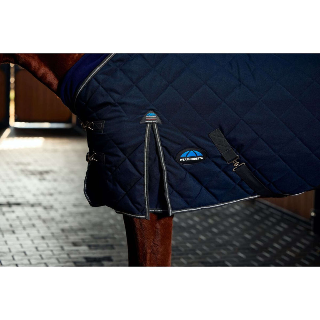WeatherBeeta Coperta da scuderia ComFiTec 100D Diamond Quilt Detach-A-Neck 220 g Blu marino/Carbone