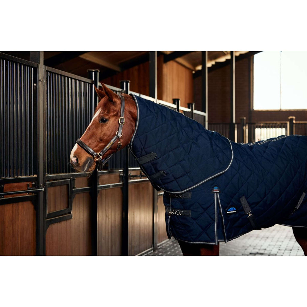 WeatherBeeta Coperta da scuderia ComFiTec 100D Diamond Quilt Detach-A-Neck 220 g Blu marino/Carbone