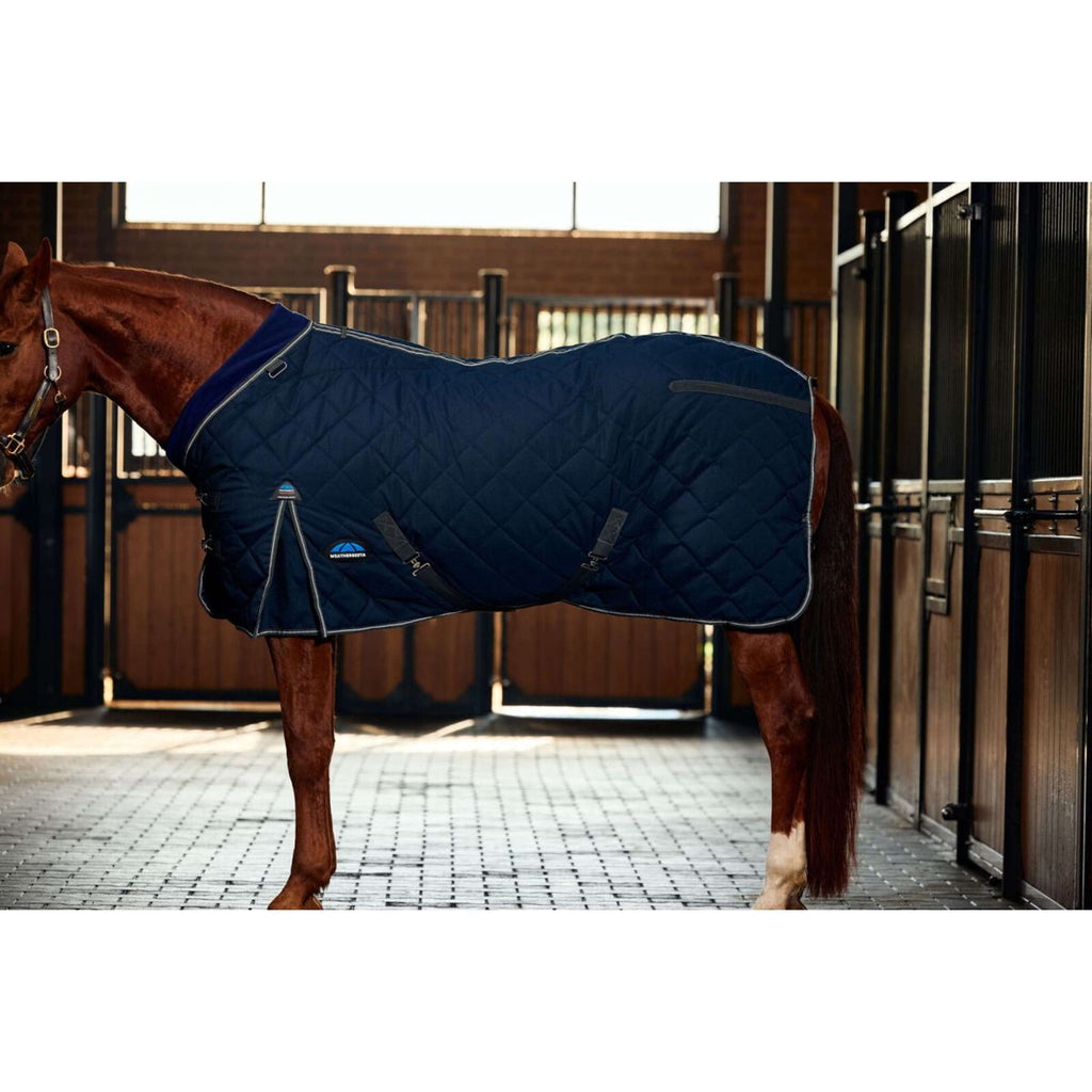 WeatherBeeta Coperta da scuderia ComFiTec 100D Diamond Quilt Detach-A-Neck 220 g Blu marino/Carbone