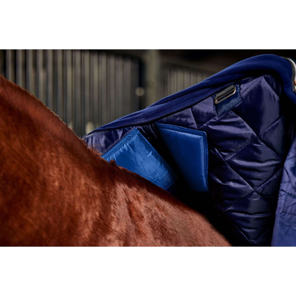 WeatherBeeta Coperta da scuderia ComFiTec 100D Diamond Quilt Detach-A-Neck 220 g Blu marino/Carbone