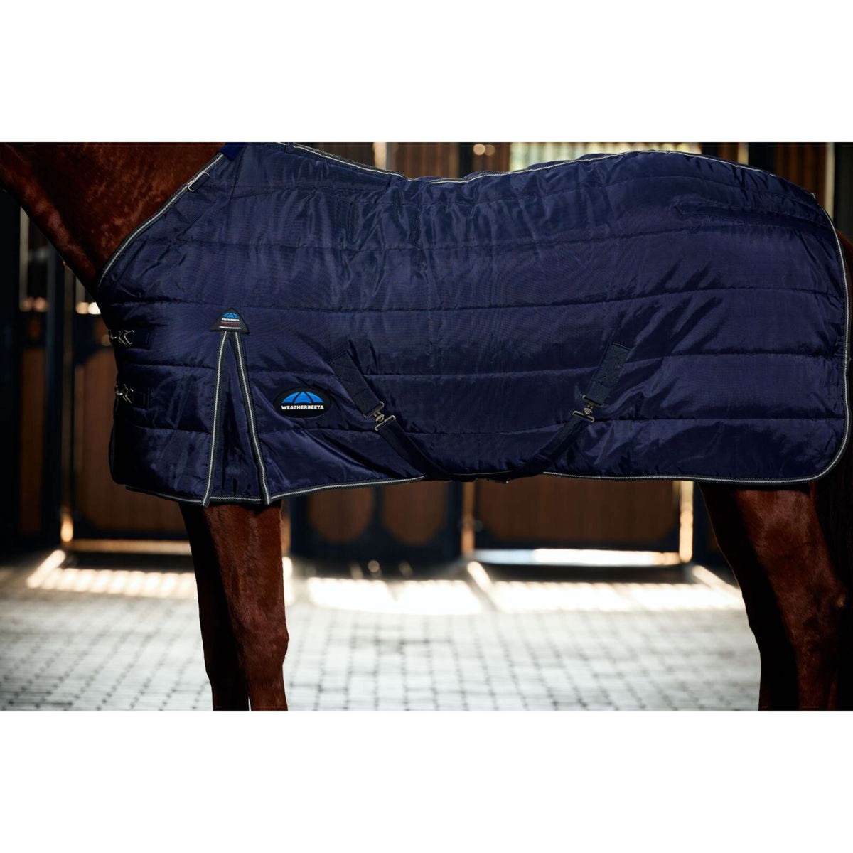 Weatherbeeta Coperta da scuderia Comfitec PP Channel Quilt Detach-A-Neck 220 g Blu marino/Carbone