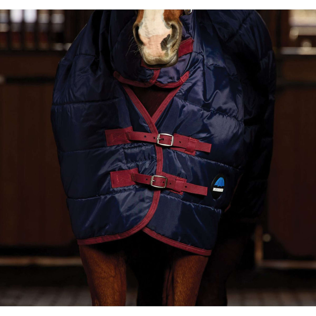 Weatherbeeta Coperta da scuderia Comfitec 210D Channel Quilt Combo Neck 220 g Navy/Burgundy