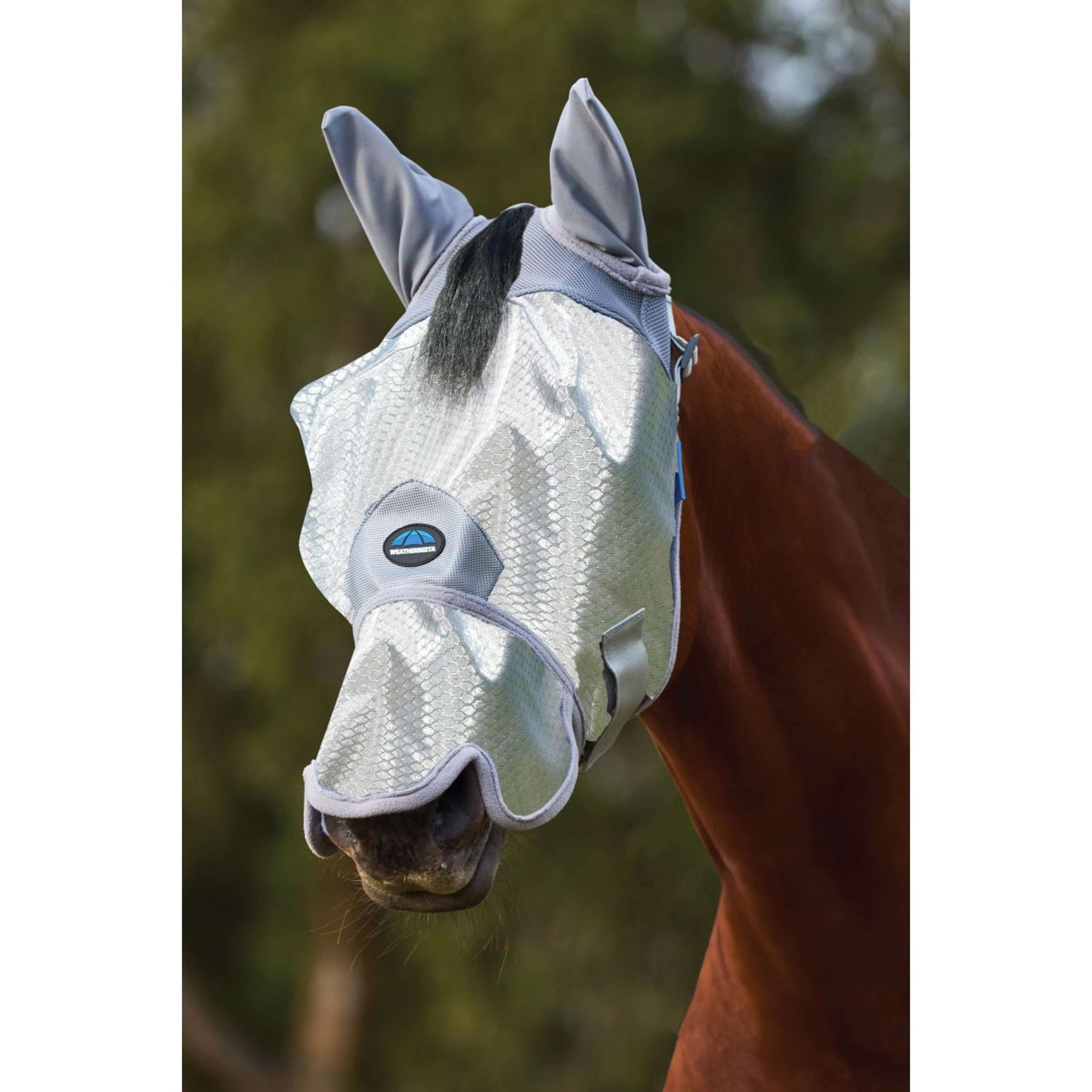 WeatherBeeta Maschera per Mosche ComFiTec Hexi con Orecchie e Naso Argento
