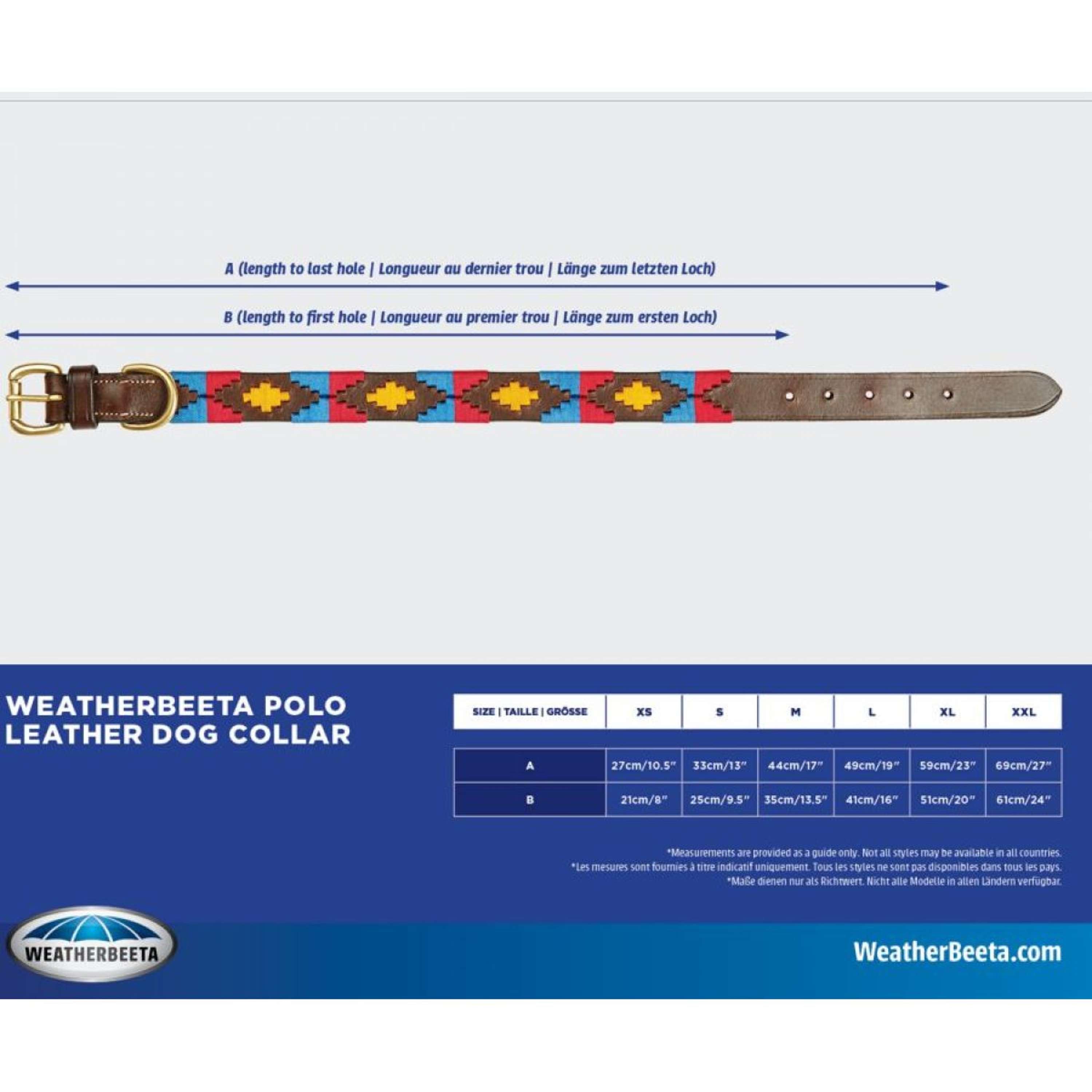 WeatherBeeta Dog Collar Polo Cowdray/Brown/Pink/Blue/Yellow