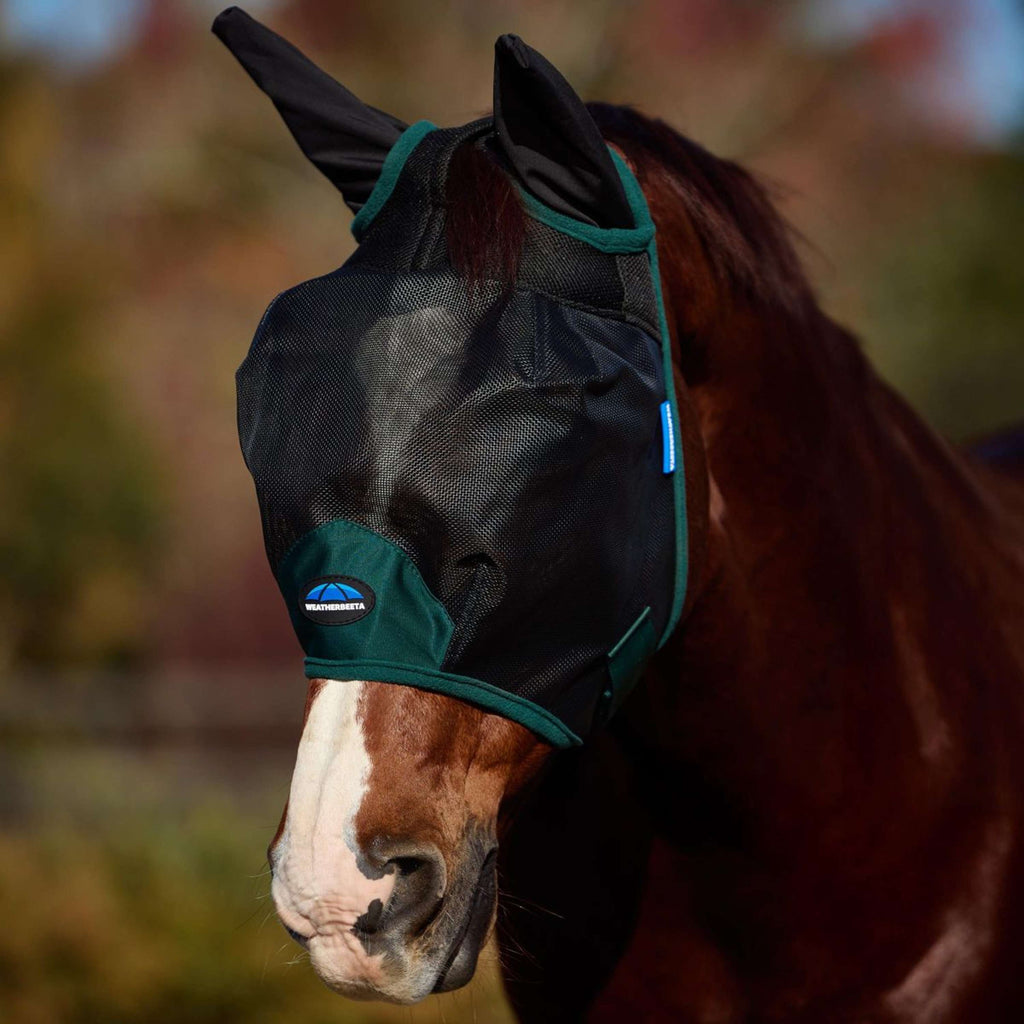 WeatherBeeta Maschera per Mosche ComFiTec Durable con Orecchie Black/Forest Green