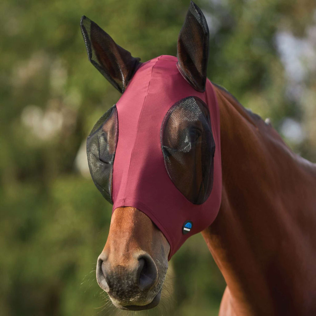 WeatherBeeta Maschera per Mosche ComFiTec Stretch con Orecchie Borgogna/Nero