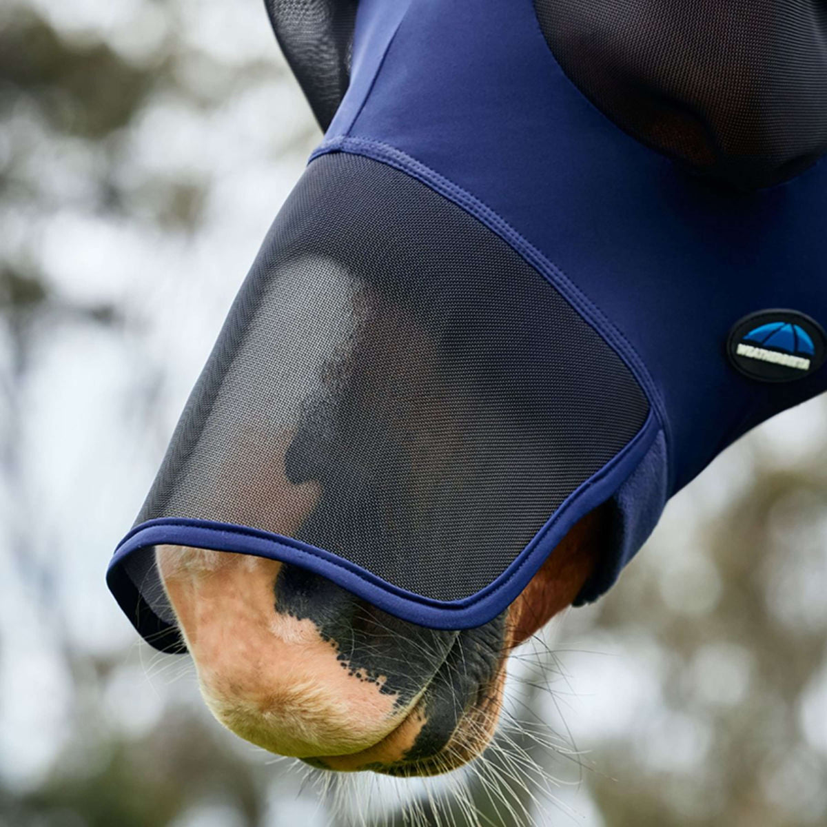 WeatherBeeta Maschera per Mosche ComFiTec Luxe Stretch con Orecchie e Naso Blu marino/nero