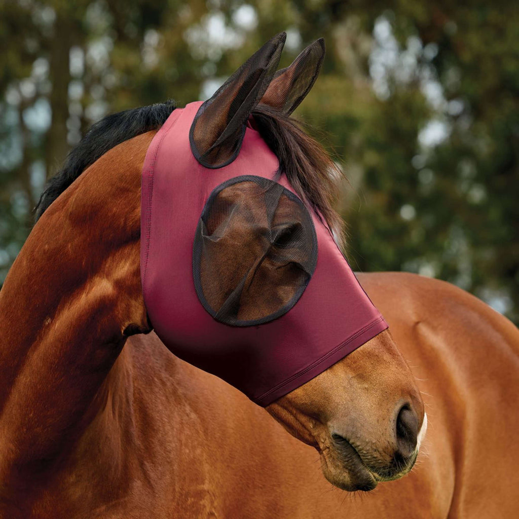 WeatherBeeta Maschera per Mosche ComFiTec Deluxe Stretch con Orecchie Borgogna/Nero
