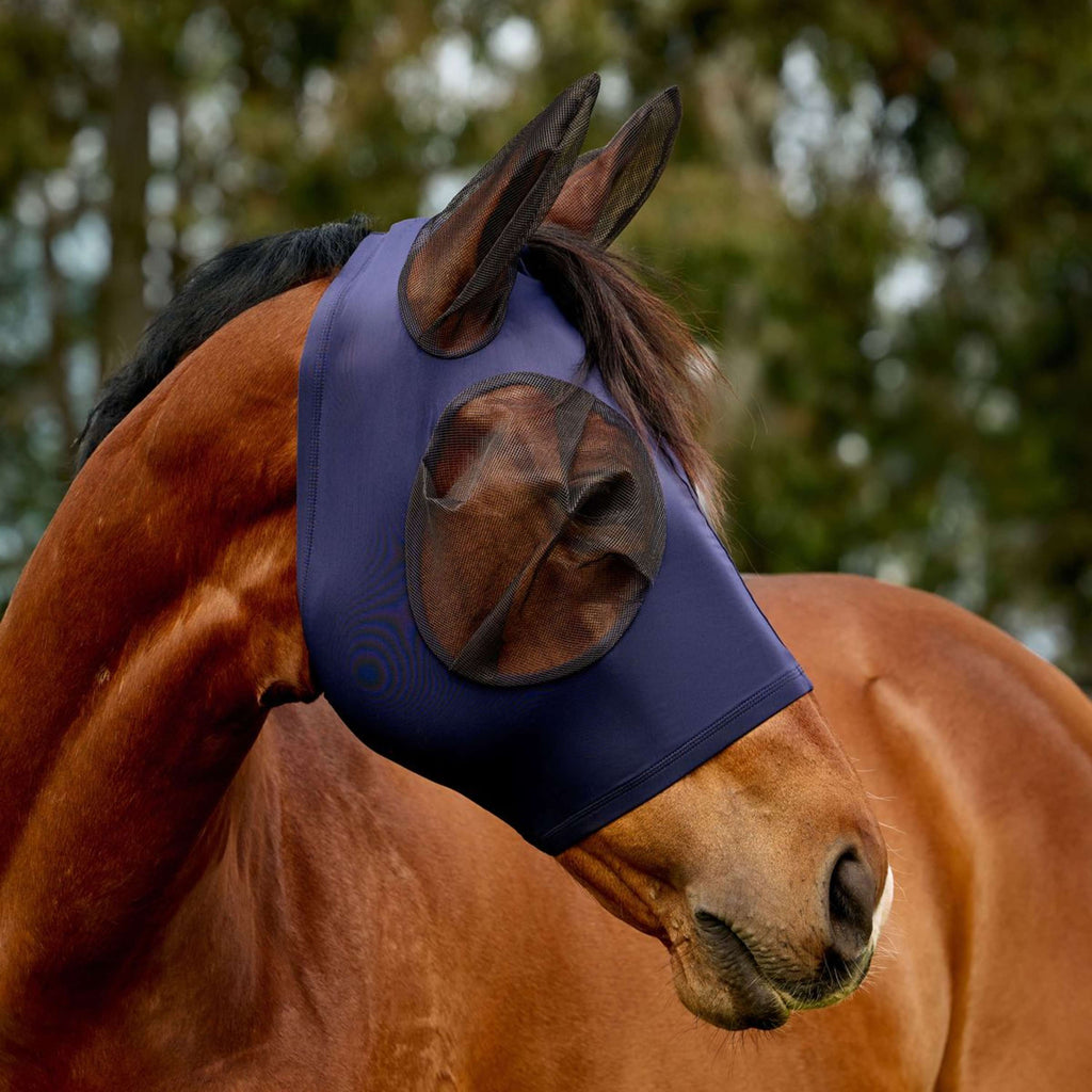WeatherBeeta Maschera per Mosche ComFiTec Deluxe Stretch con Orecchie Blu marino/nero