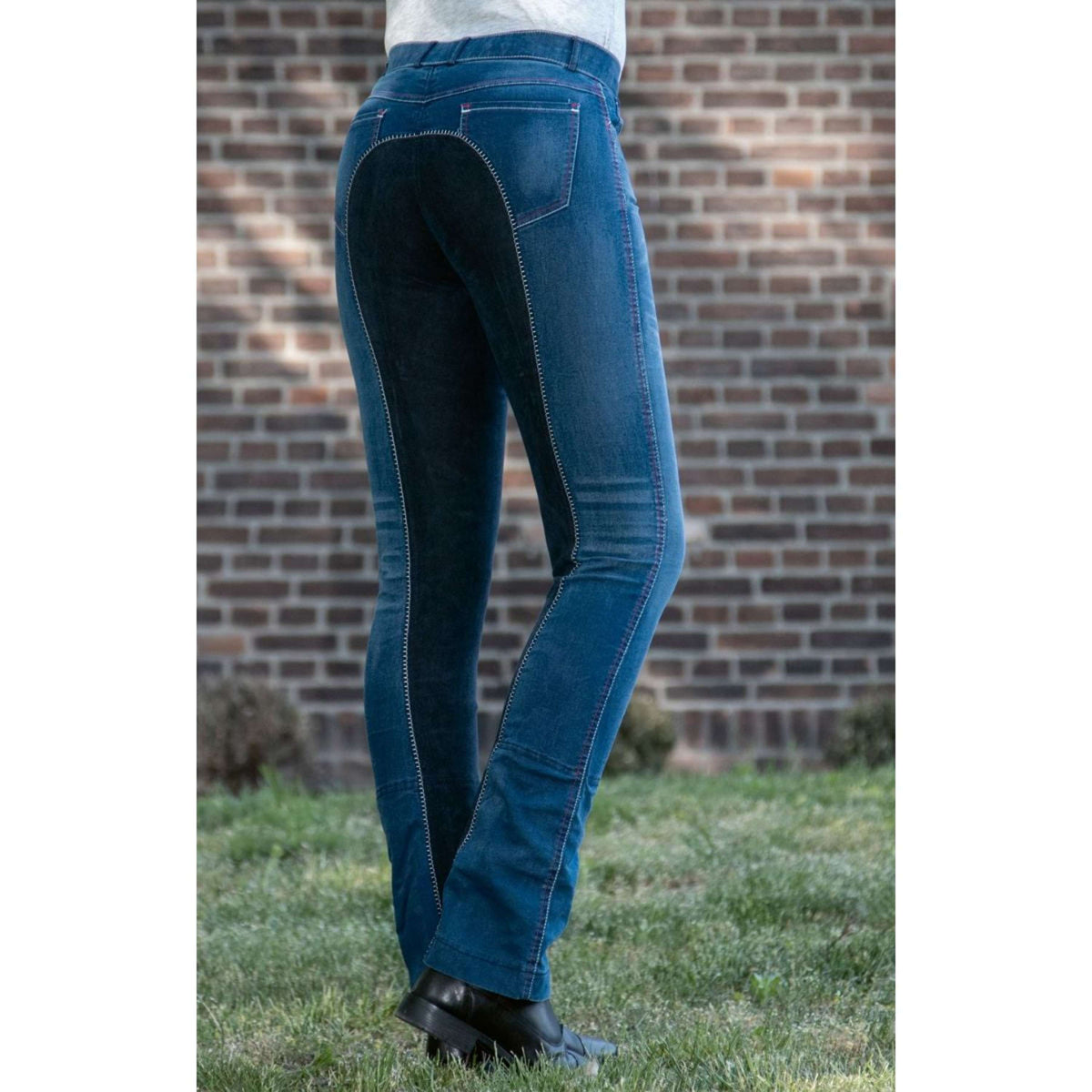 HKM Pantaloni da Equitazione Summer Denim Jeans Blu/Blu scuro